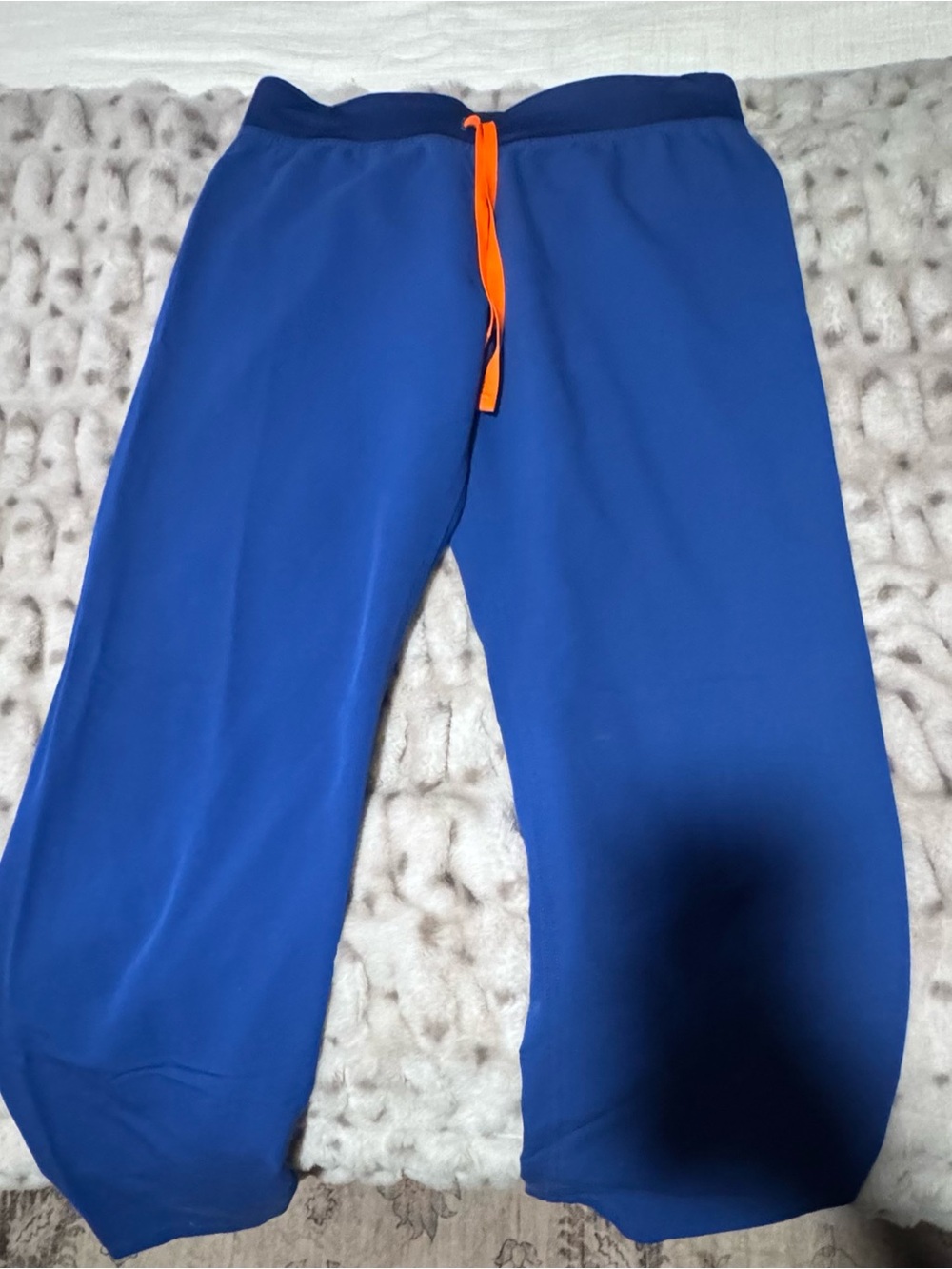 Figs Royal Blue Straight-Leg Pants with Orange Drawstring